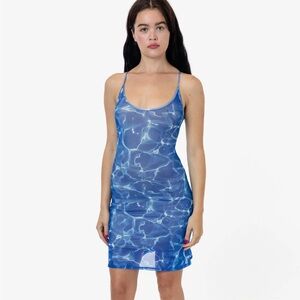 Los Angeles Apparel Pool Print Mesh Spaghetti Strap Dress!